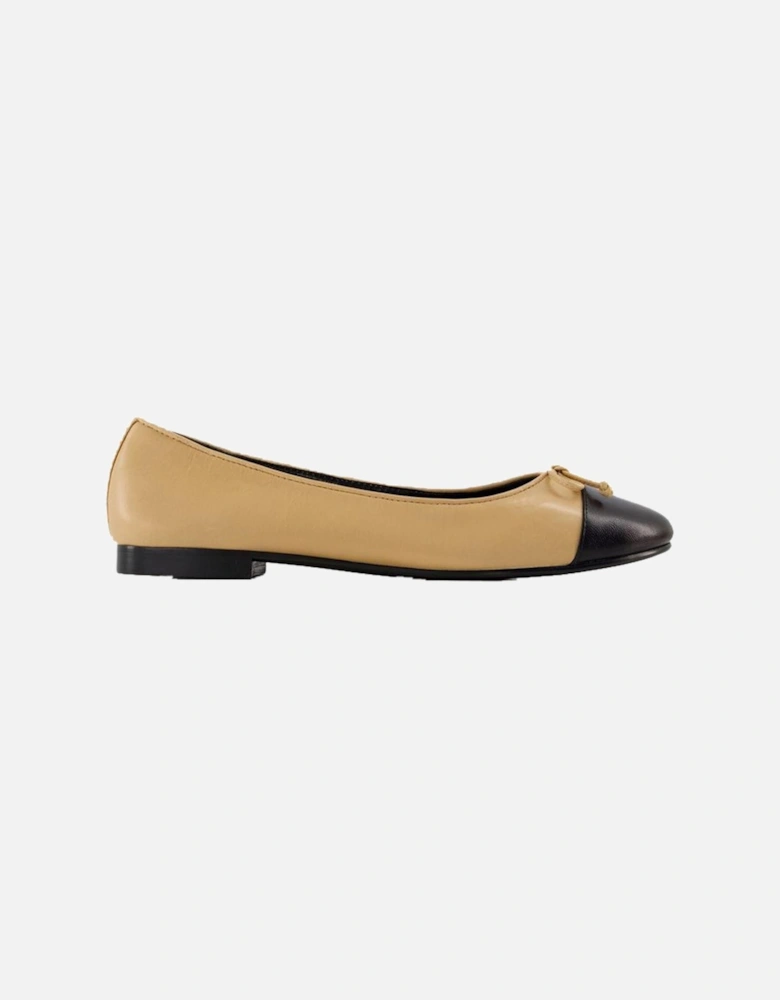 Leather Ballerina Flats Bow Detail
