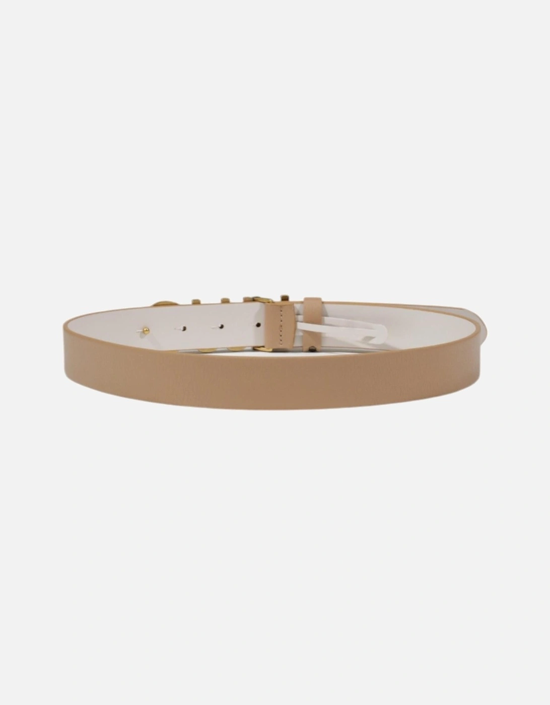 Belt Beige Leather Crystal Buckle