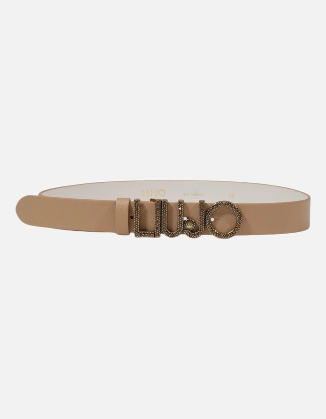 Belt Beige Leather Crystal Buckle, 4 of 3