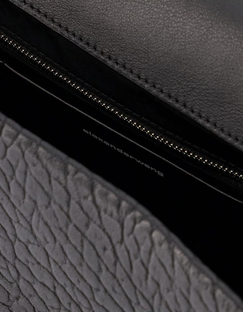 Embossed Leather Flap Bag with Adjustable Straps