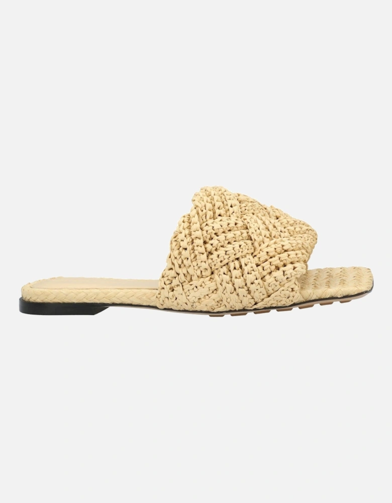Intrecciato Raffia Flat Sandals Made in Italy