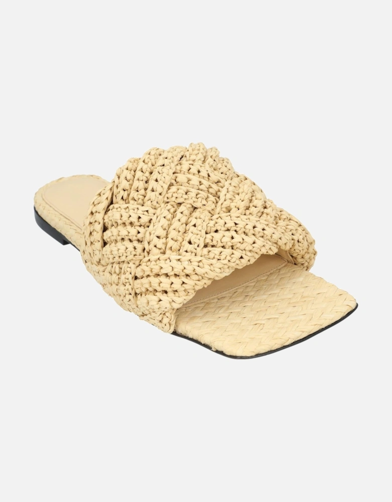 Intrecciato Raffia Flat Sandals Made in Italy