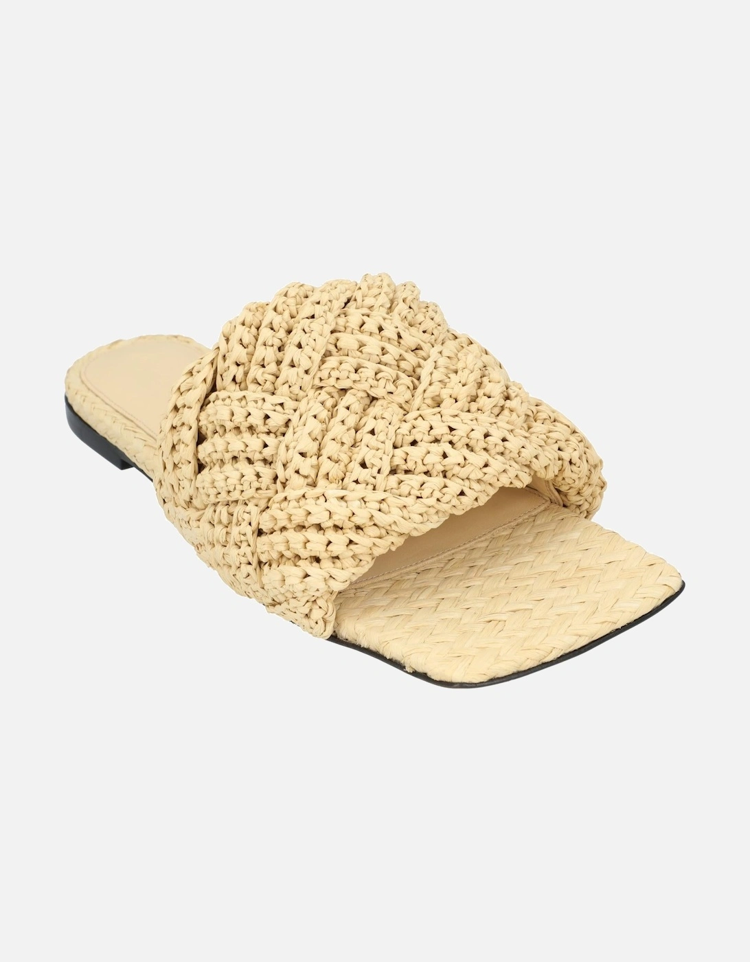 Intrecciato Raffia Flat Sandals Made in Italy