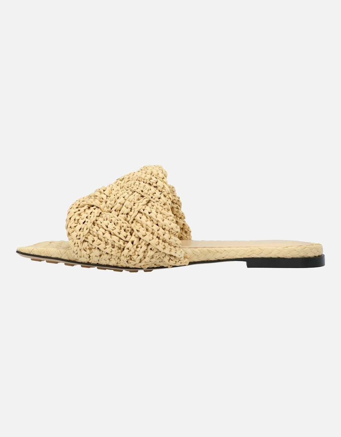 Intrecciato Raffia Flat Sandals Made in Italy