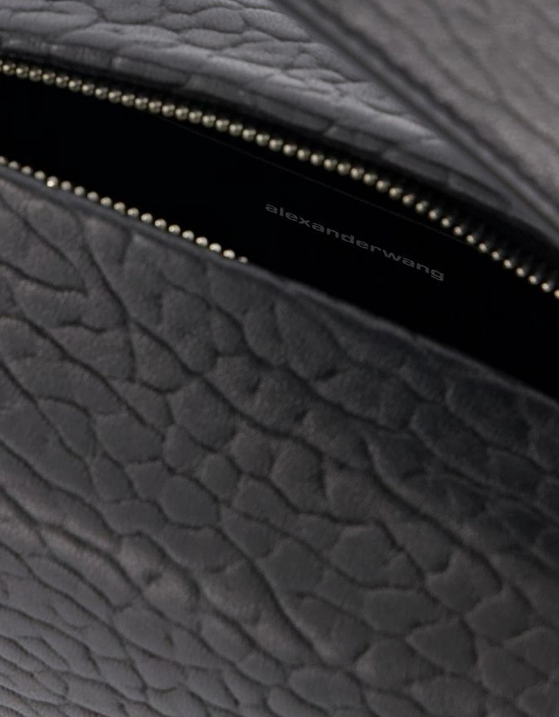 Embossed Leather Small Bag with Adjustable Straps - Noir