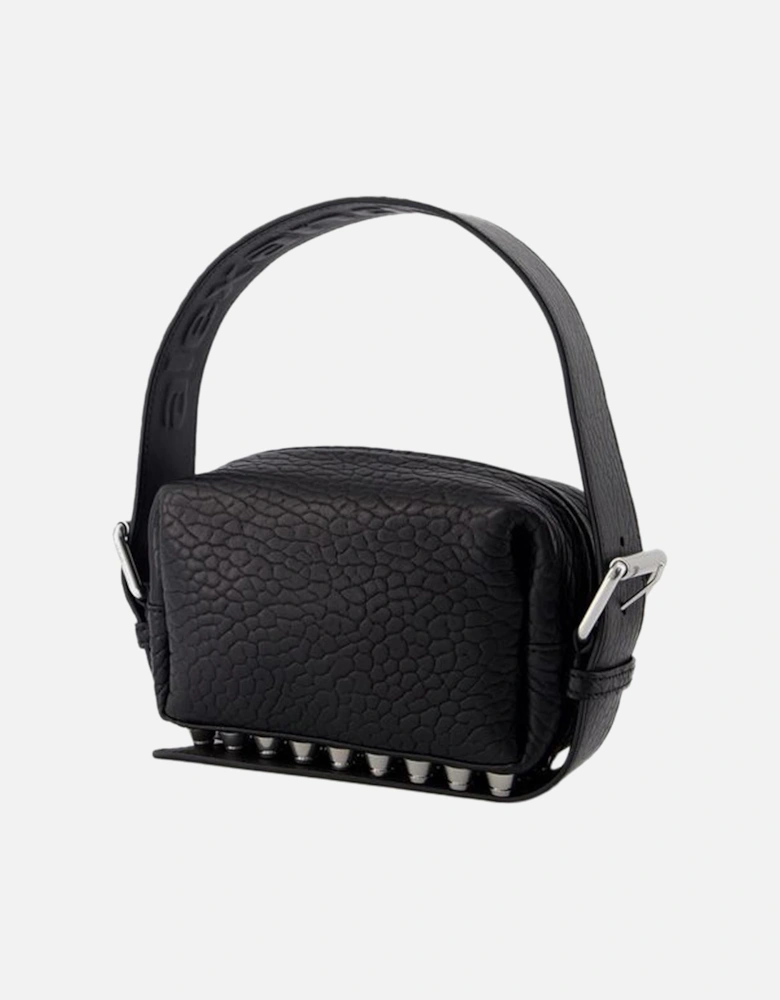 Embossed Leather Small Bag with Adjustable Straps - Noir