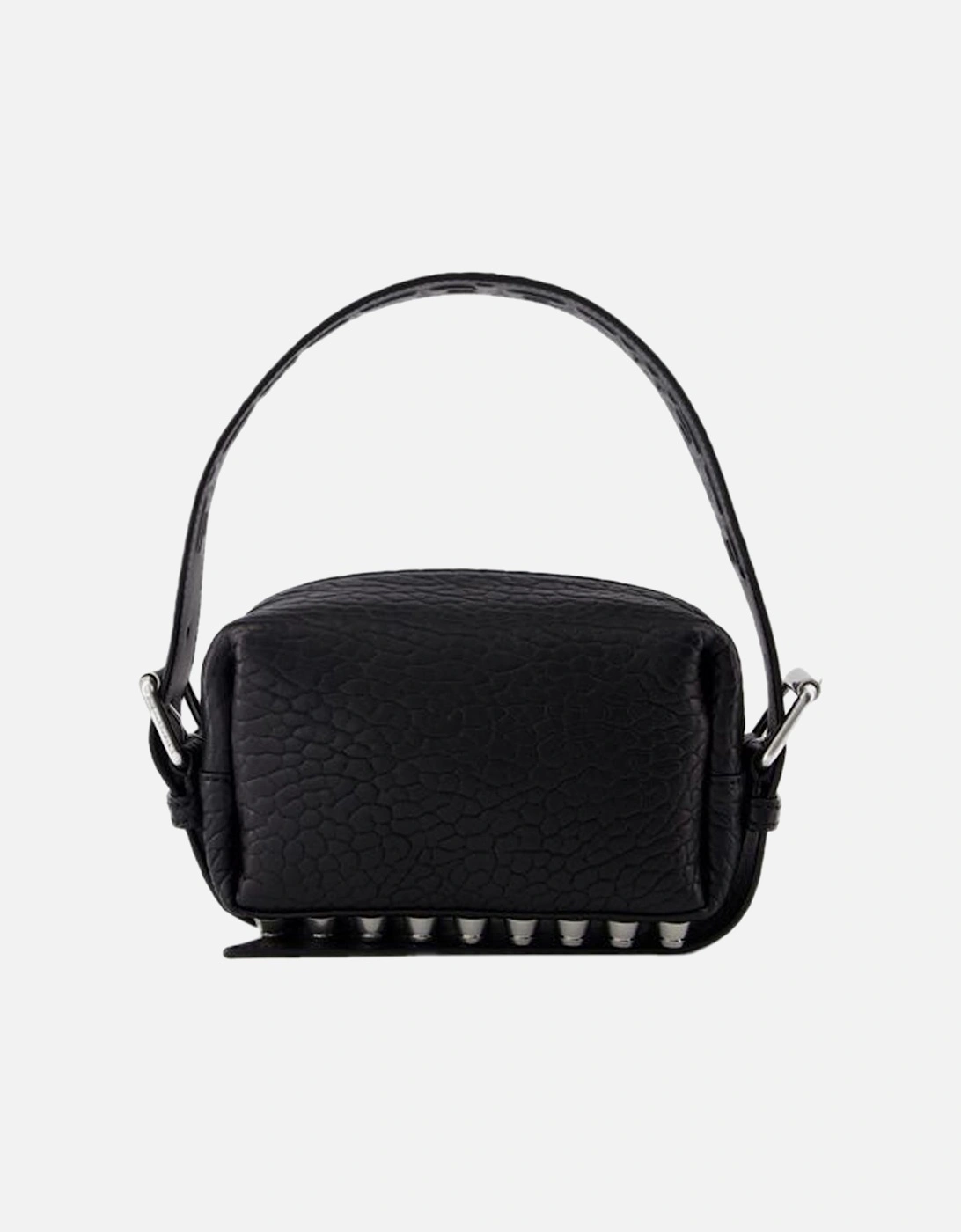 Embossed Leather Small Bag with Adjustable Straps - Noir, 5 of 4