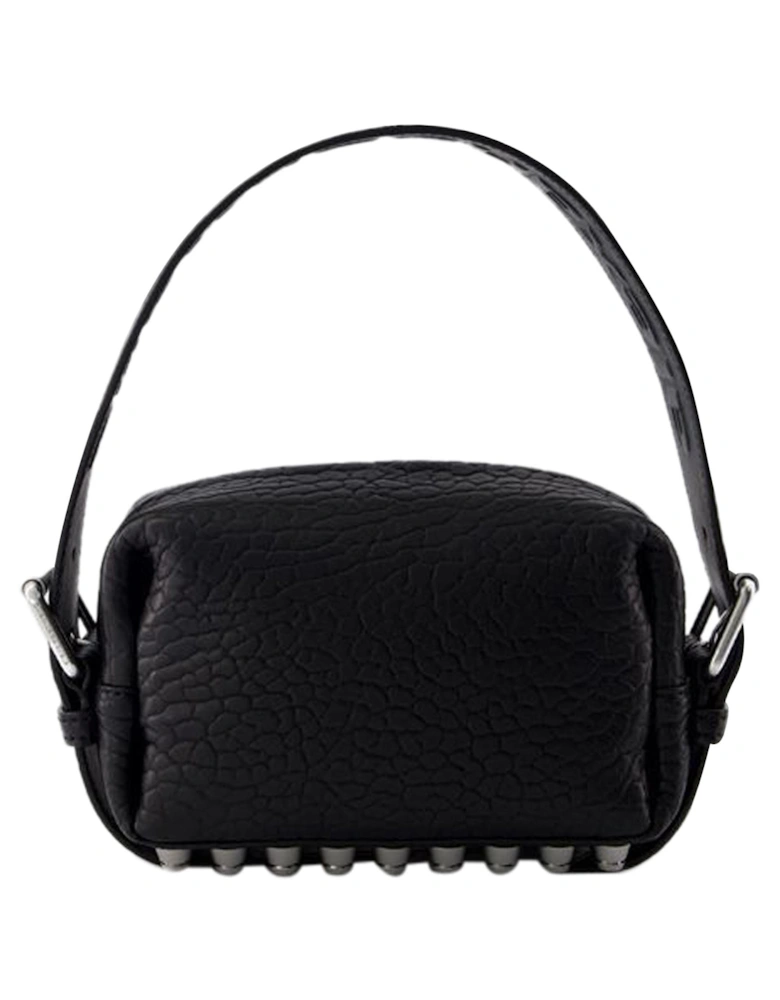 Embossed Leather Small Bag with Adjustable Straps - Noir