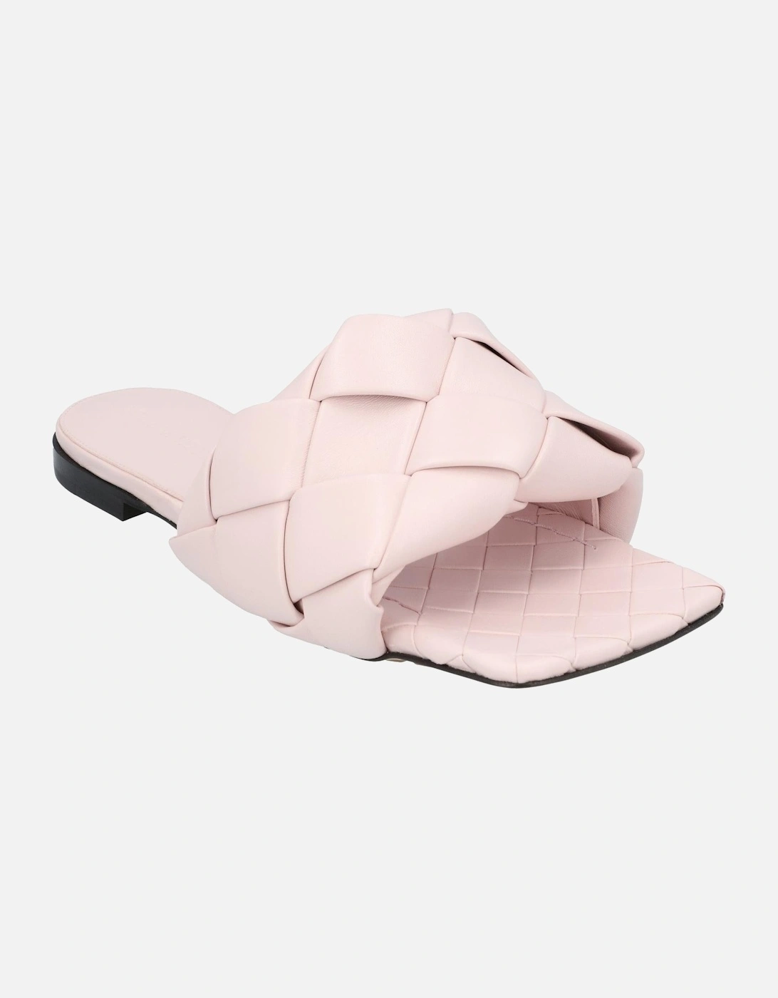 Intrecciato Leather Flat Sandals with Rubber-Injected Outsole