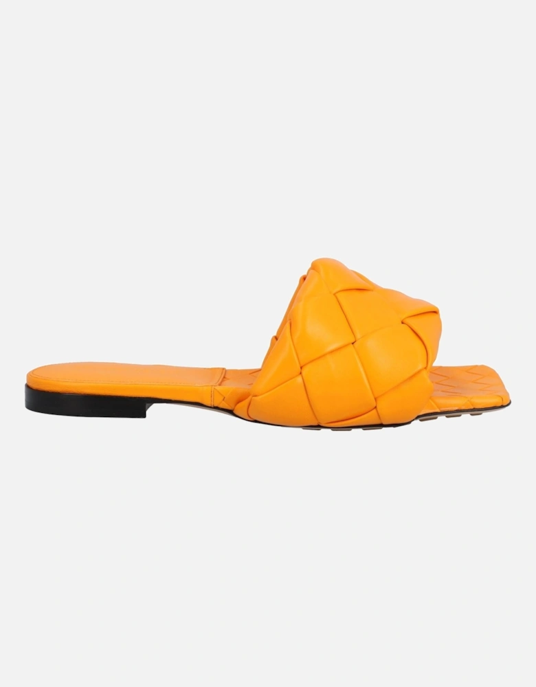 Intrecciato Leather Flat Sandals with Rubber-Injected Outsole
