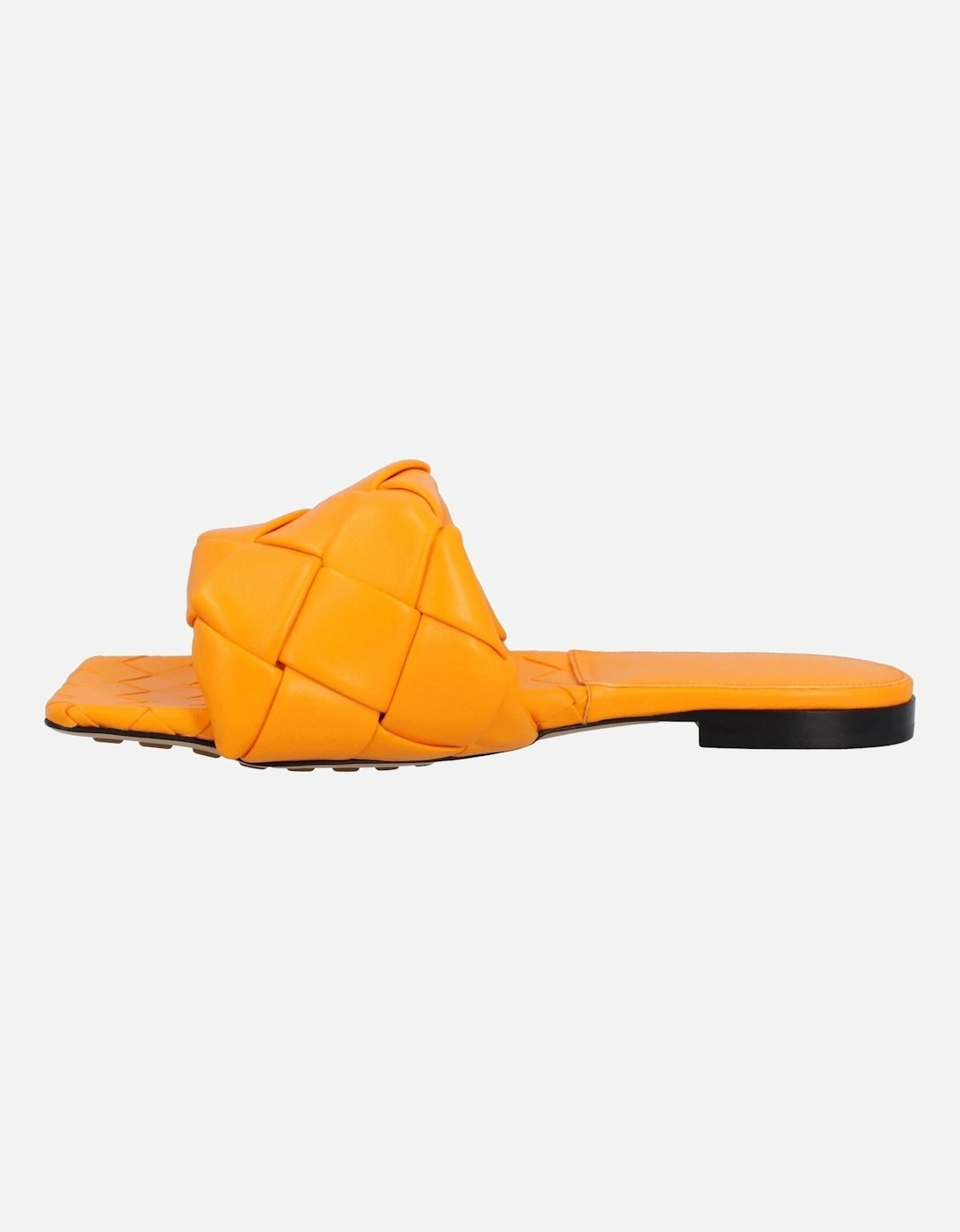 Intrecciato Leather Flat Sandals with Rubber-Injected Outsole