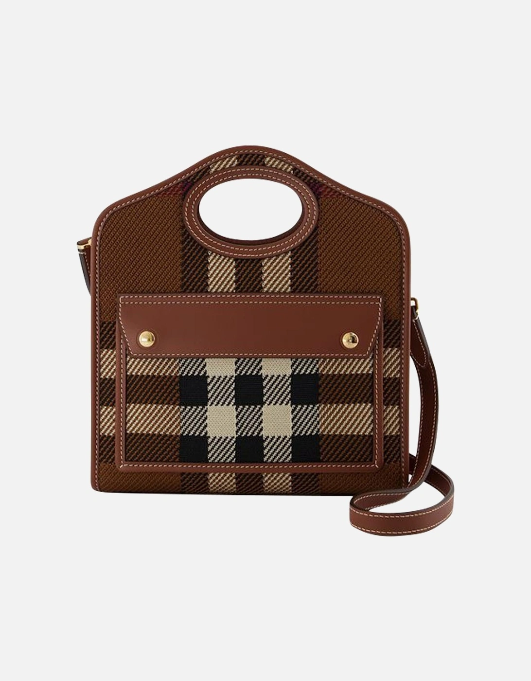 Brown Canvas Mini Pocket Bag with Adjustable Strap and Patch Pocket, 5 of 4