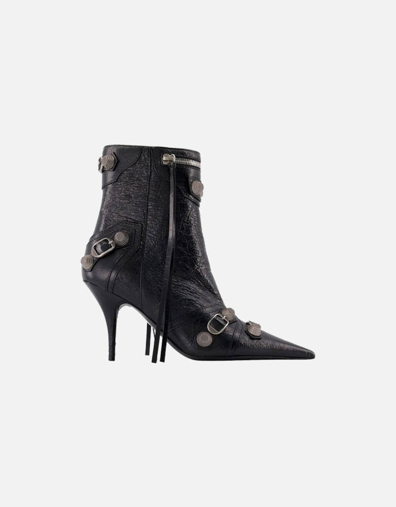 Grained Leather Ankle Boots with Side Zipper