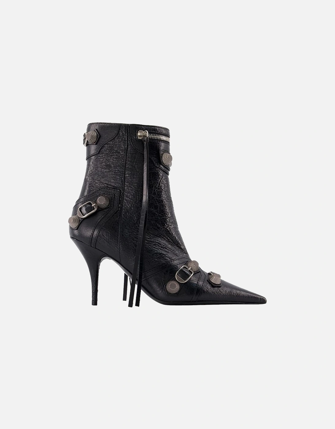 Grained Leather Ankle Boots with Side Zipper, 4 of 3