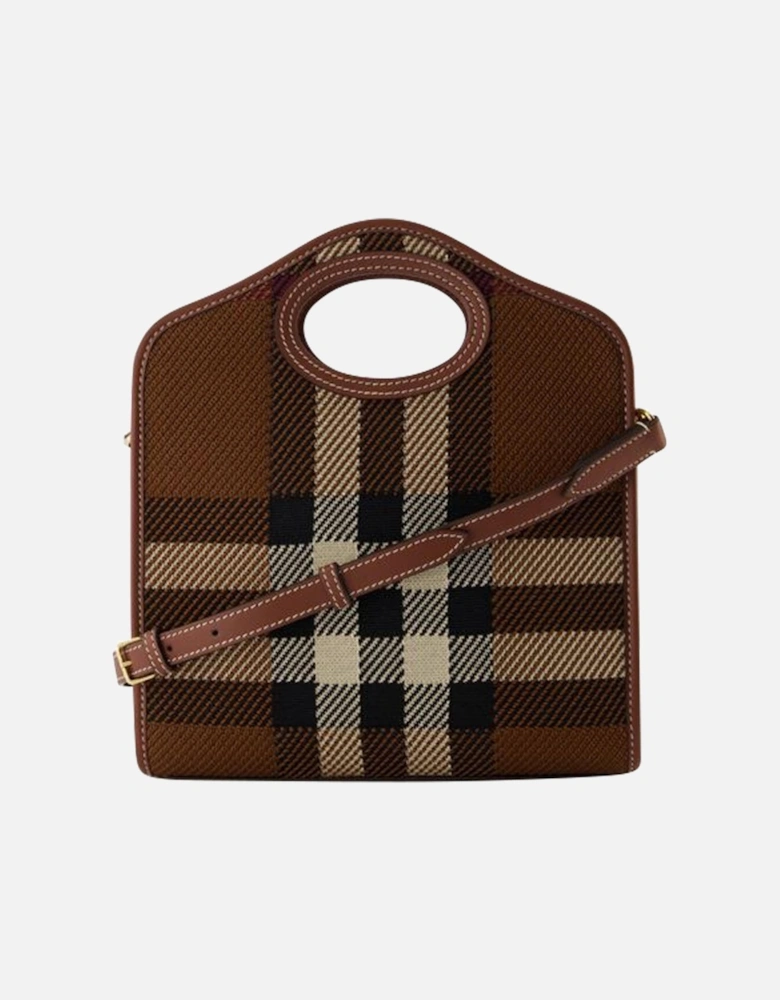 Brown Canvas Mini Pocket Bag with Adjustable Strap and Patch Pocket