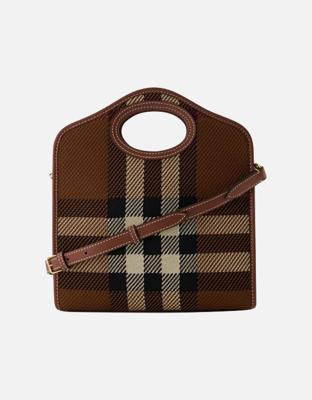 Brown Canvas Mini Pocket Bag with Adjustable Strap and Patch Pocket