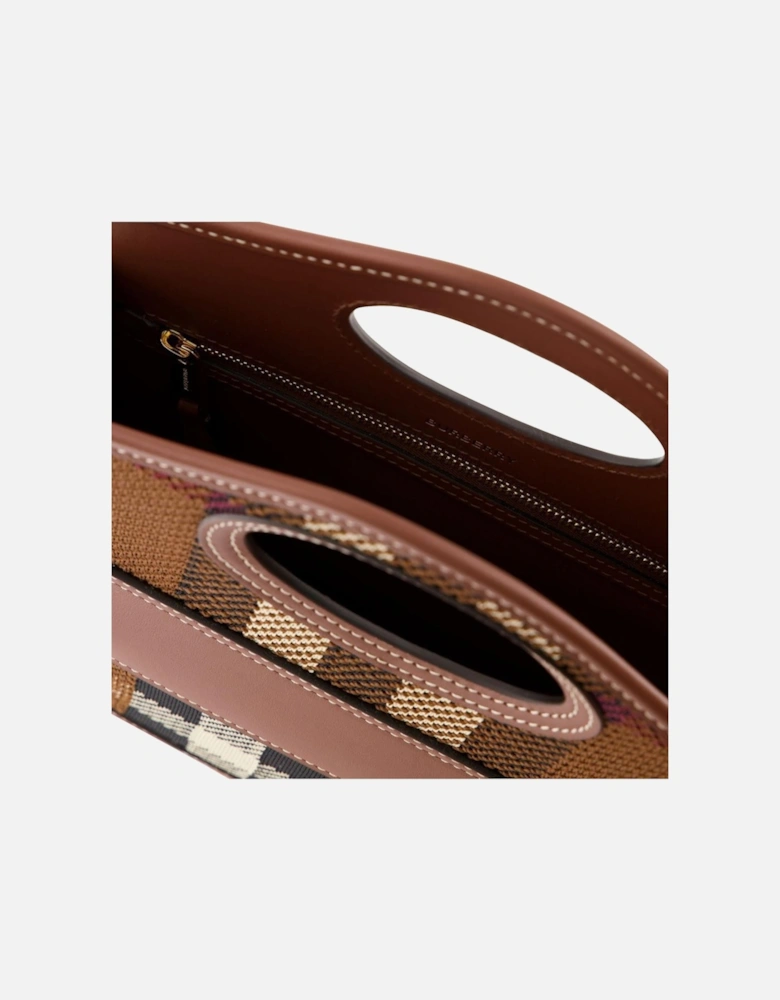Brown Canvas Mini Pocket Bag with Adjustable Strap and Patch Pocket