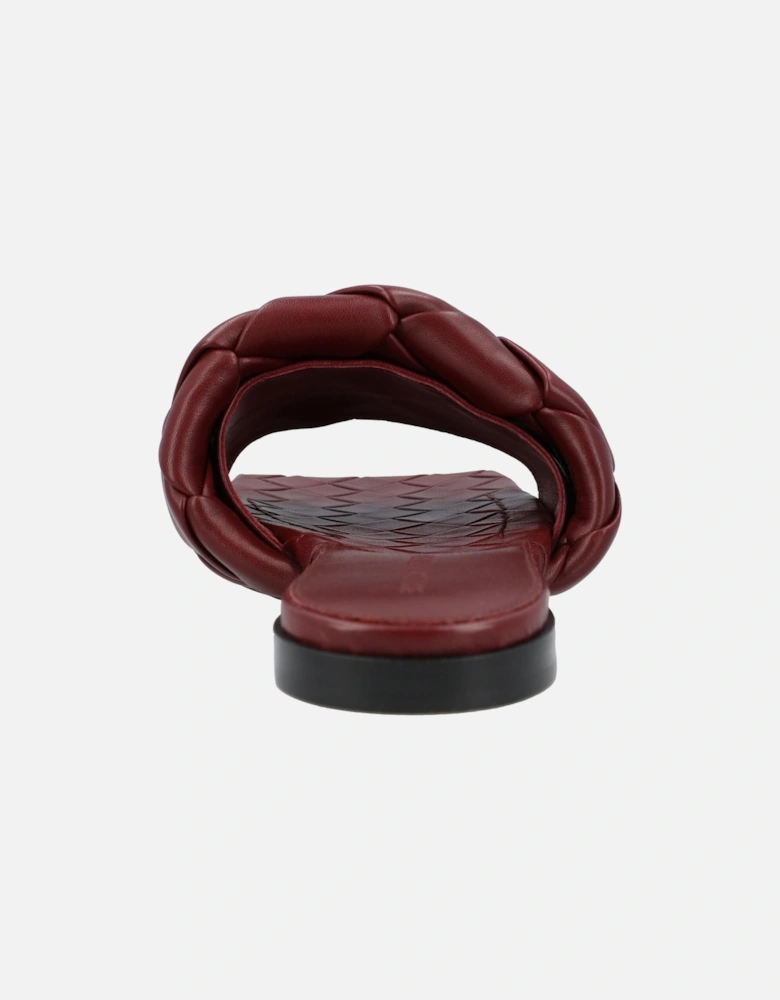 Intrecciato Leather Flat Sandals with Rubber-Injected Outsole