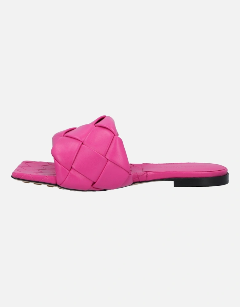 Intrecciato Leather Flat Sandals with Rubber-Injected Outsole