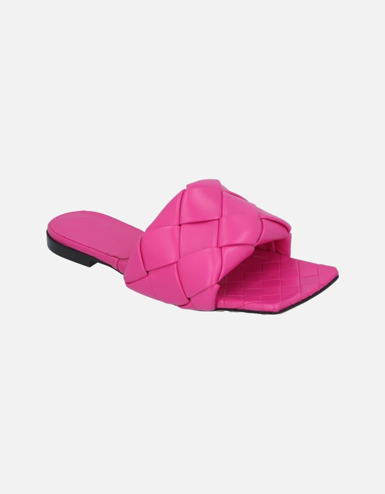 Intrecciato Leather Flat Sandals with Rubber-Injected Outsole