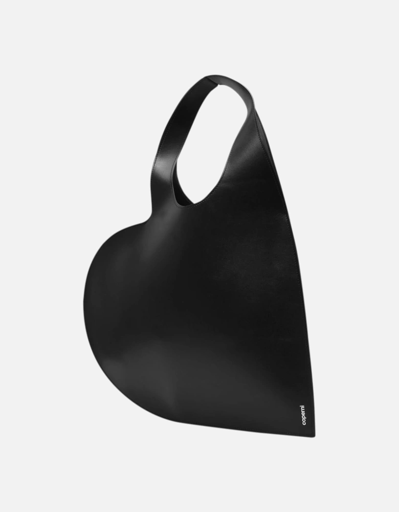 Black Leather Heart Tote Bag