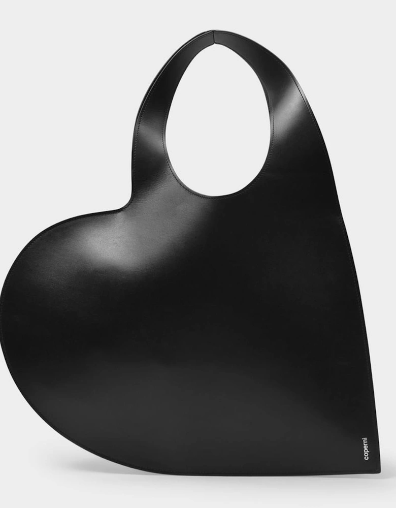 Black Leather Heart Tote Bag