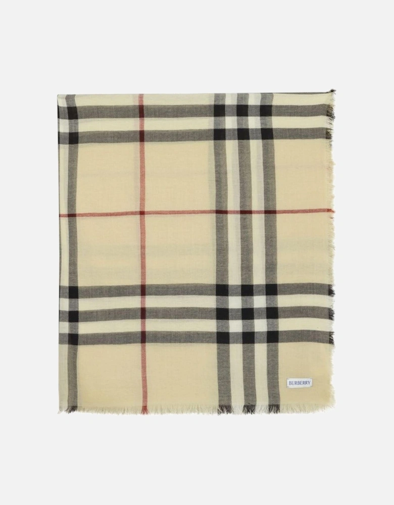 Wool Check Scarf - Neutral