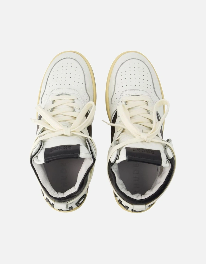 Bold and Unique Leather Sneakers with Rubber Sole - Top Laces