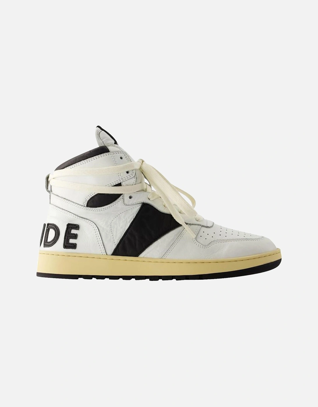 Bold and Unique Leather Sneakers with Rubber Sole - Top Laces