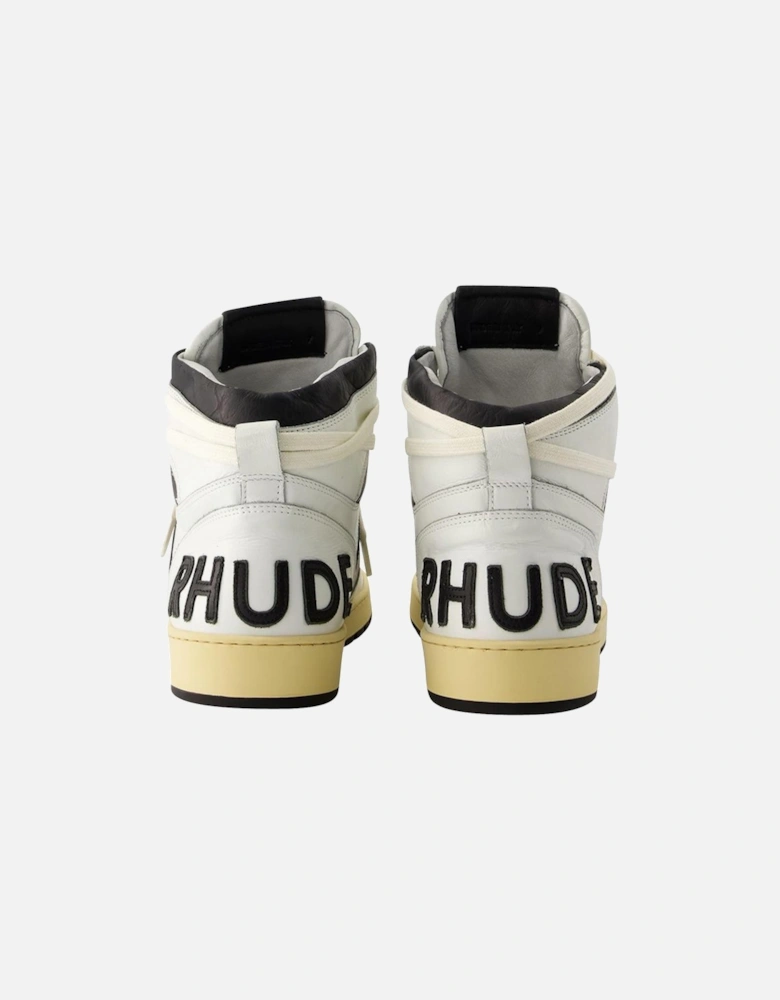 Bold and Unique Leather Sneakers with Rubber Sole - Top Laces