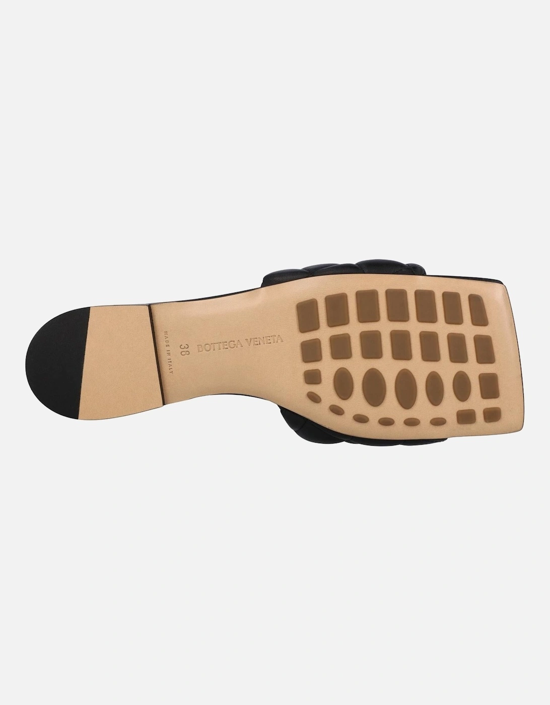 Padded Quilted Leather Flat Sandal in Black Lambskin