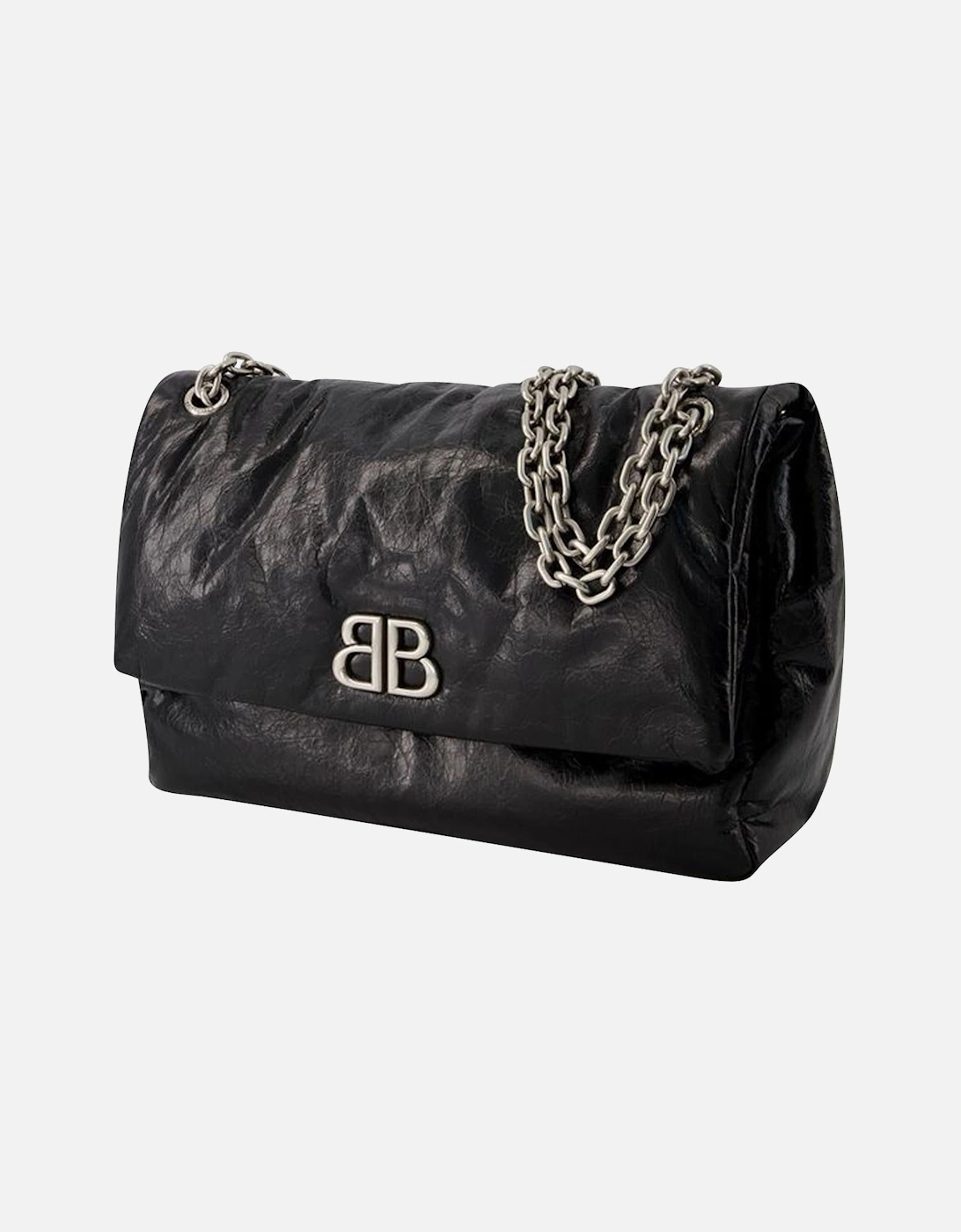 Creased Leather Hobo Bag with Magnetic Clasp