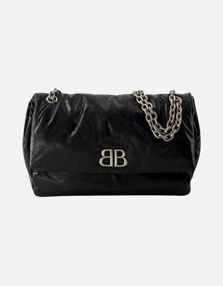 Creased Leather Hobo Bag with Magnetic Clasp