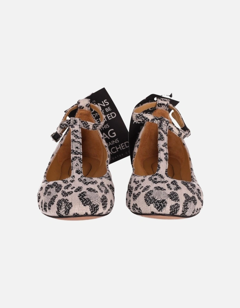 Leopard Print T-Strap Flats in Multicolor Canvas
