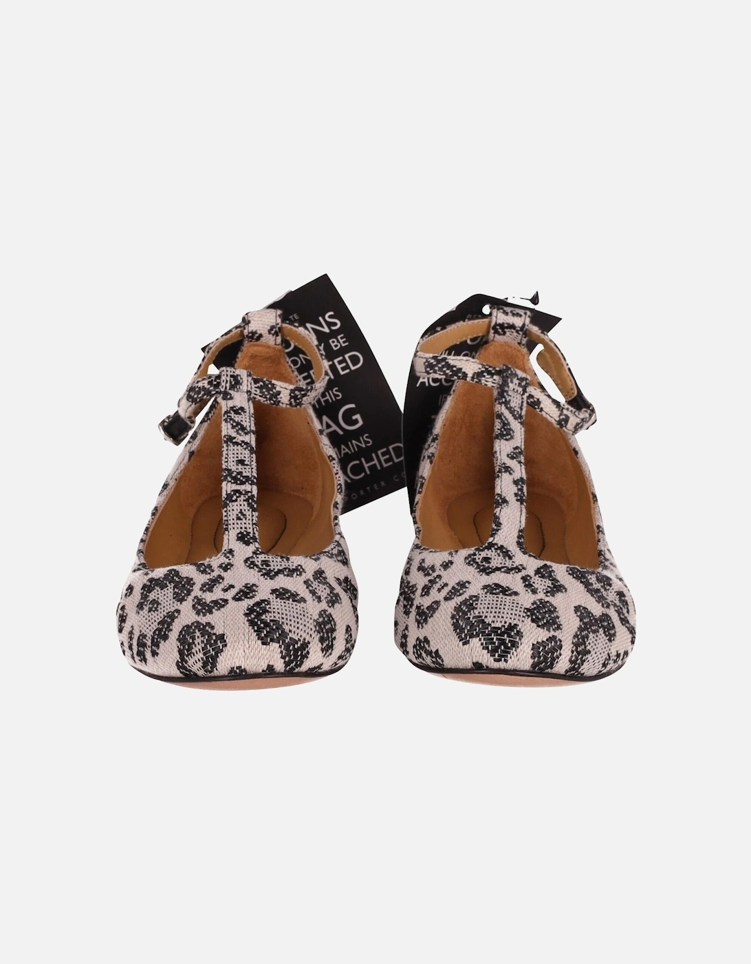 Leopard Print T-Strap Flats in Multicolor Canvas