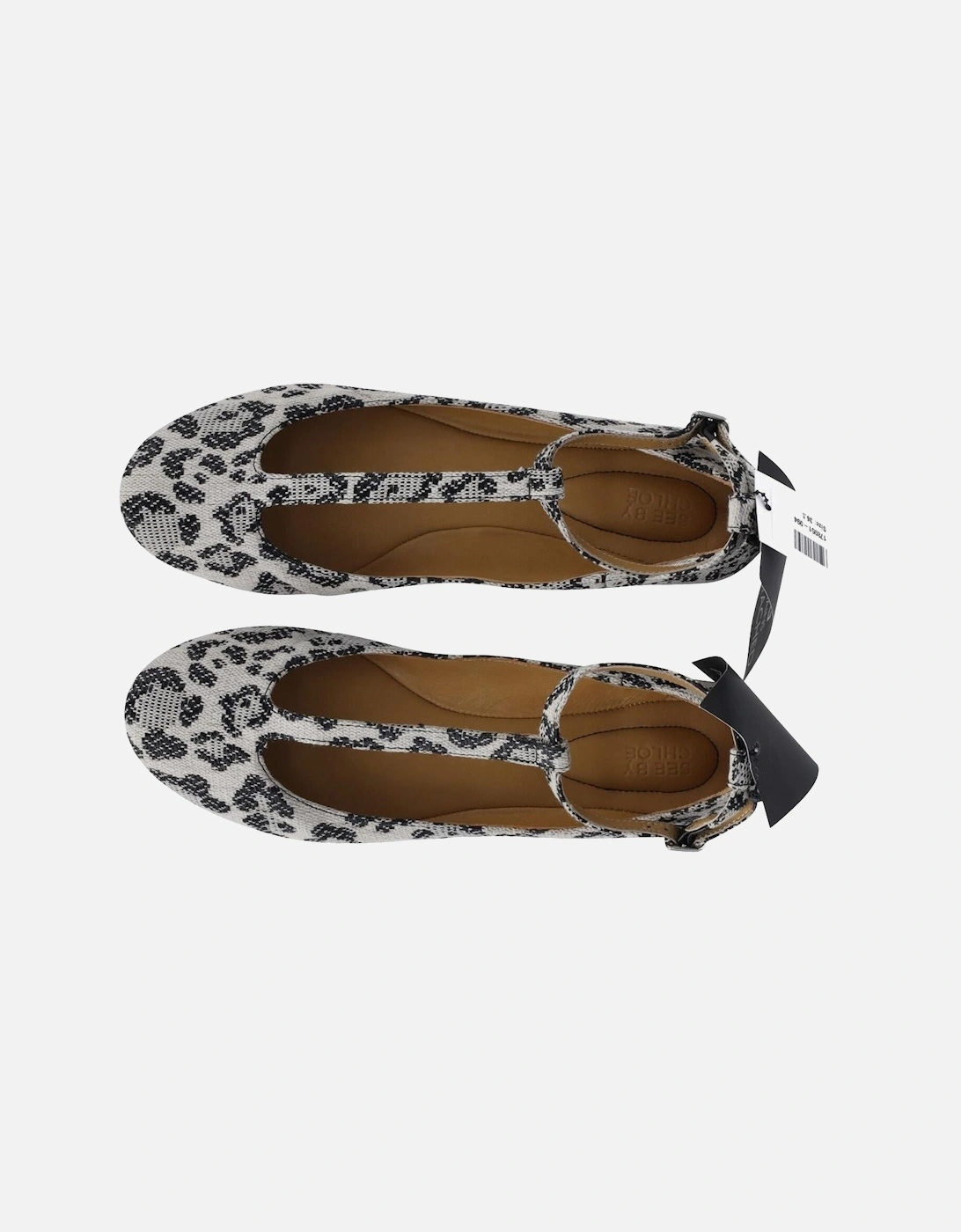 Leopard Print T-Strap Flats in Multicolor Canvas