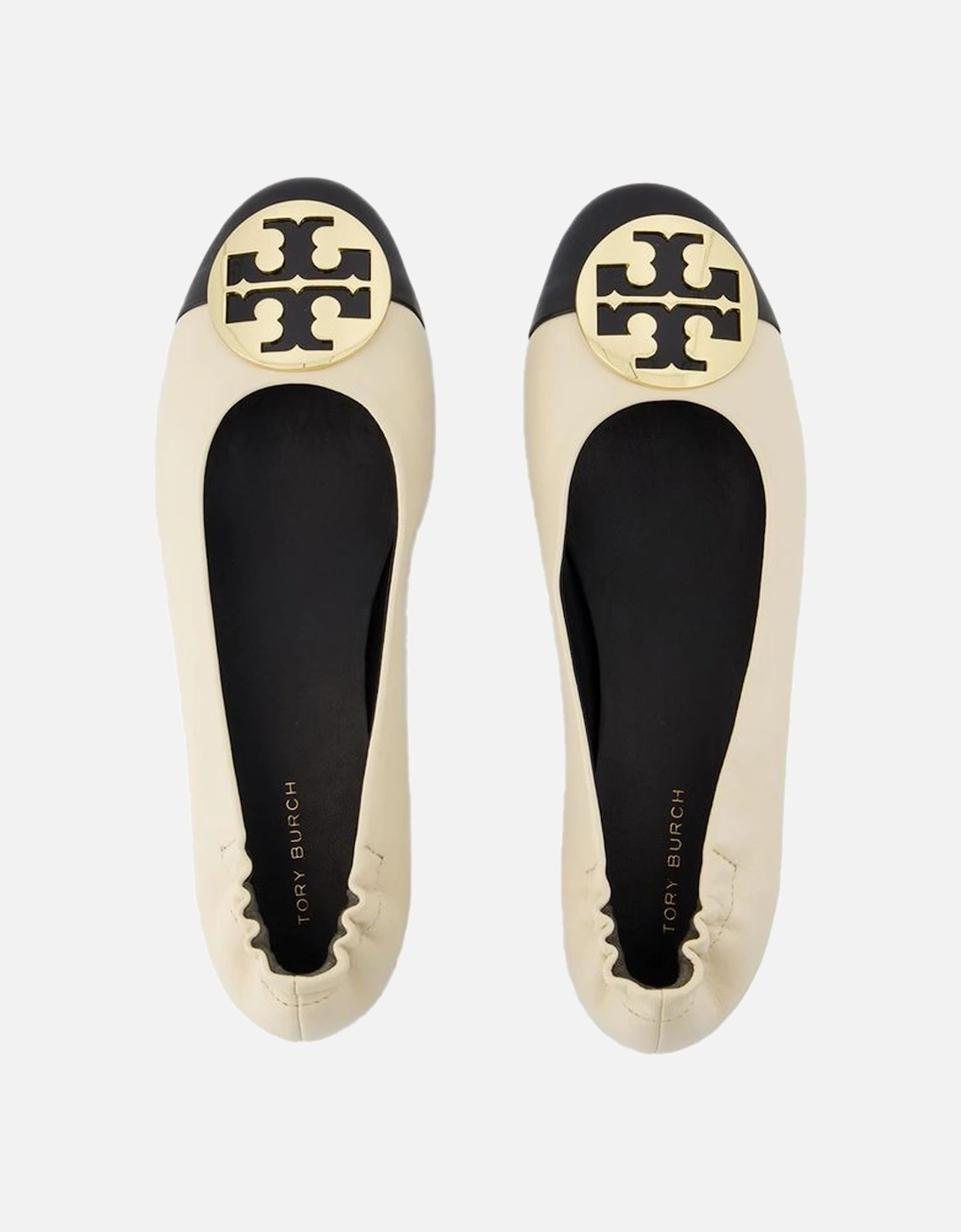 Leather Cream Cap-Toe Ballerinas