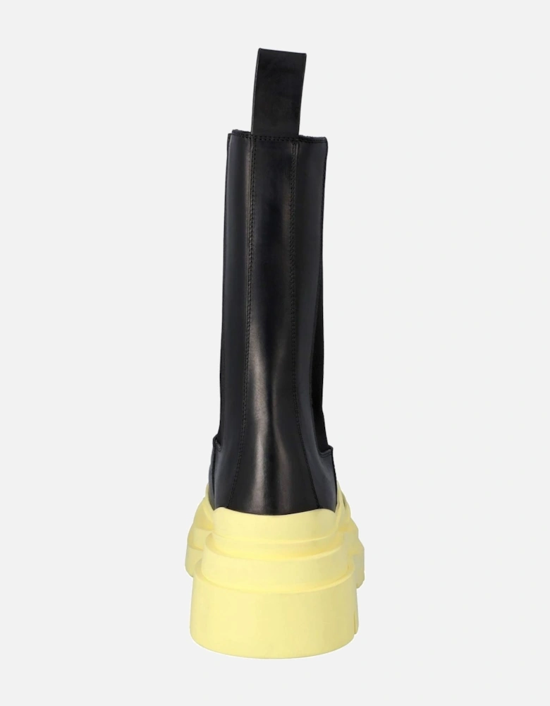 Stretch Leather Boots Padded Sole