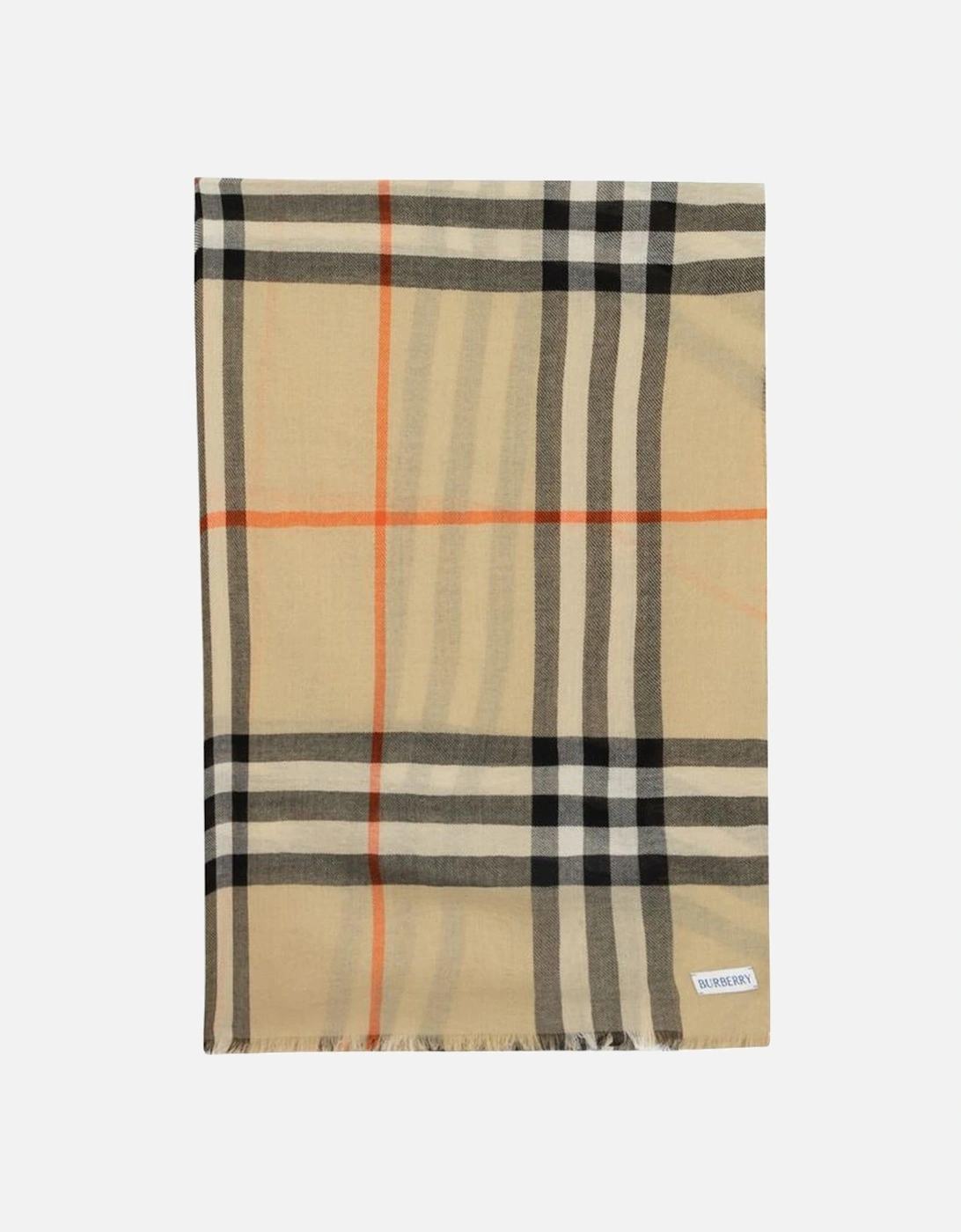 Beige Wool Check Scarf