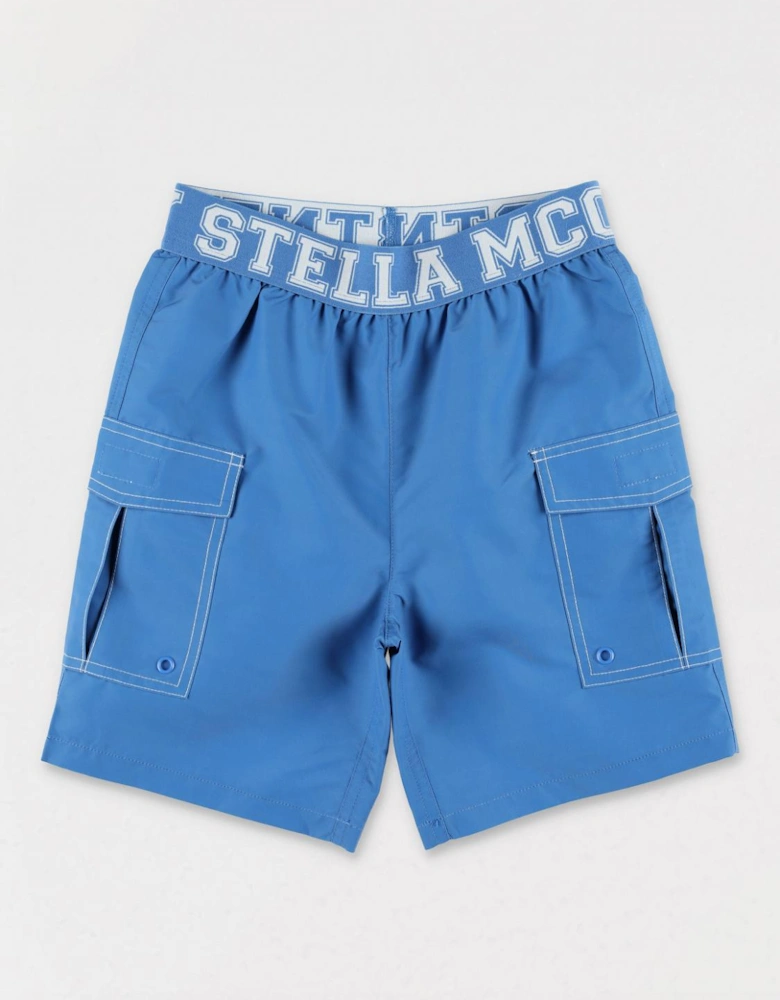 Kids Swim Trunks with Logo Waistband