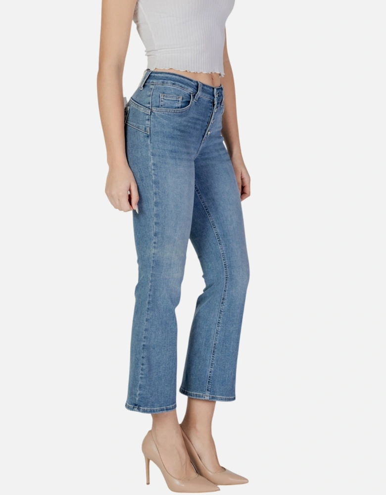 Plain Zip and Button Fastening Jeans with Pockets
