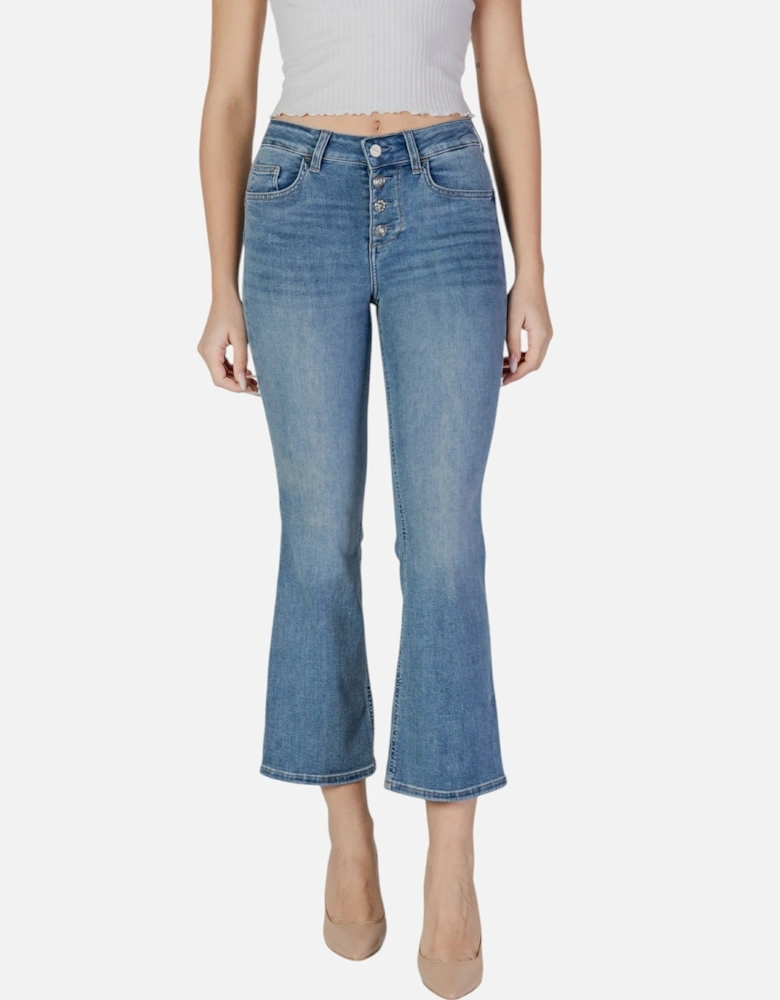 Plain Zip and Button Fastening Jeans with Pockets