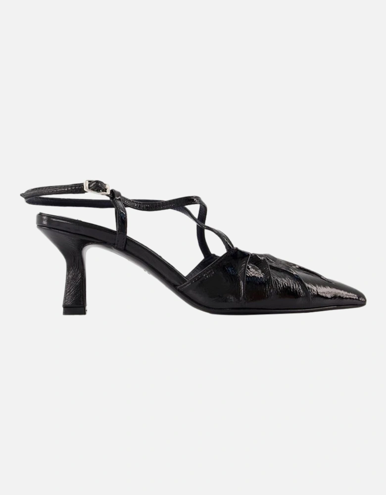 Leather Sandals with 50mm Heel in Black