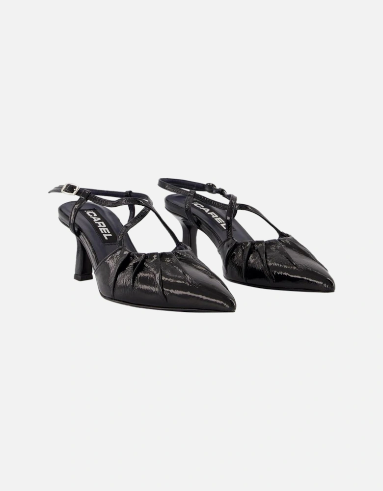 Leather Sandals with 50mm Heel in Black