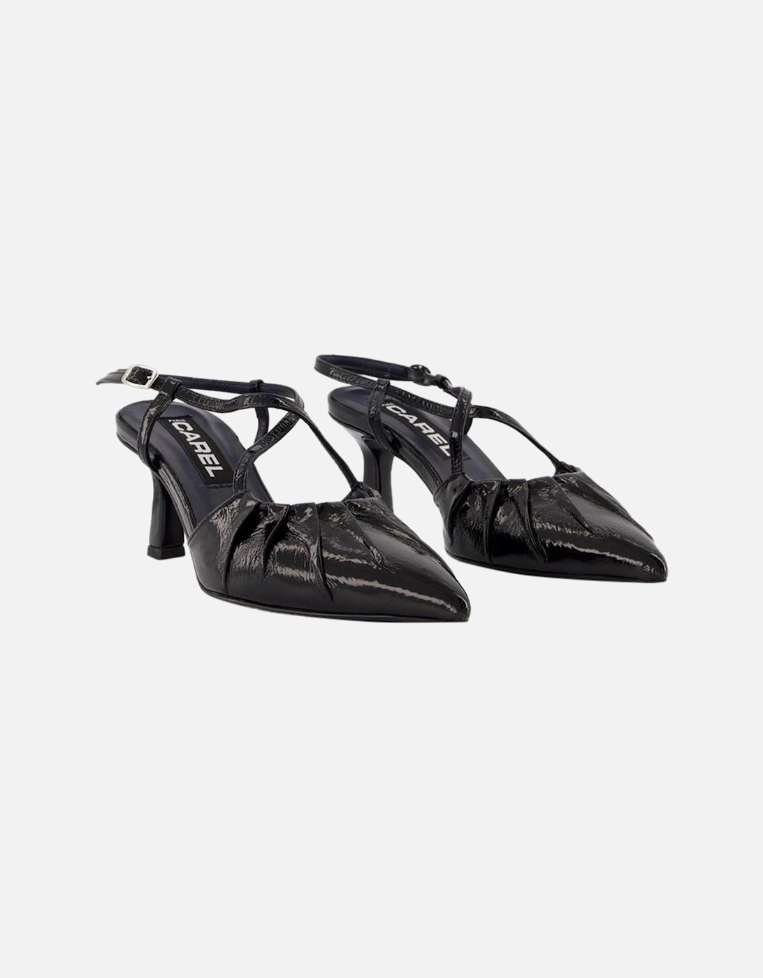 Leather Sandals with 50mm Heel in Black