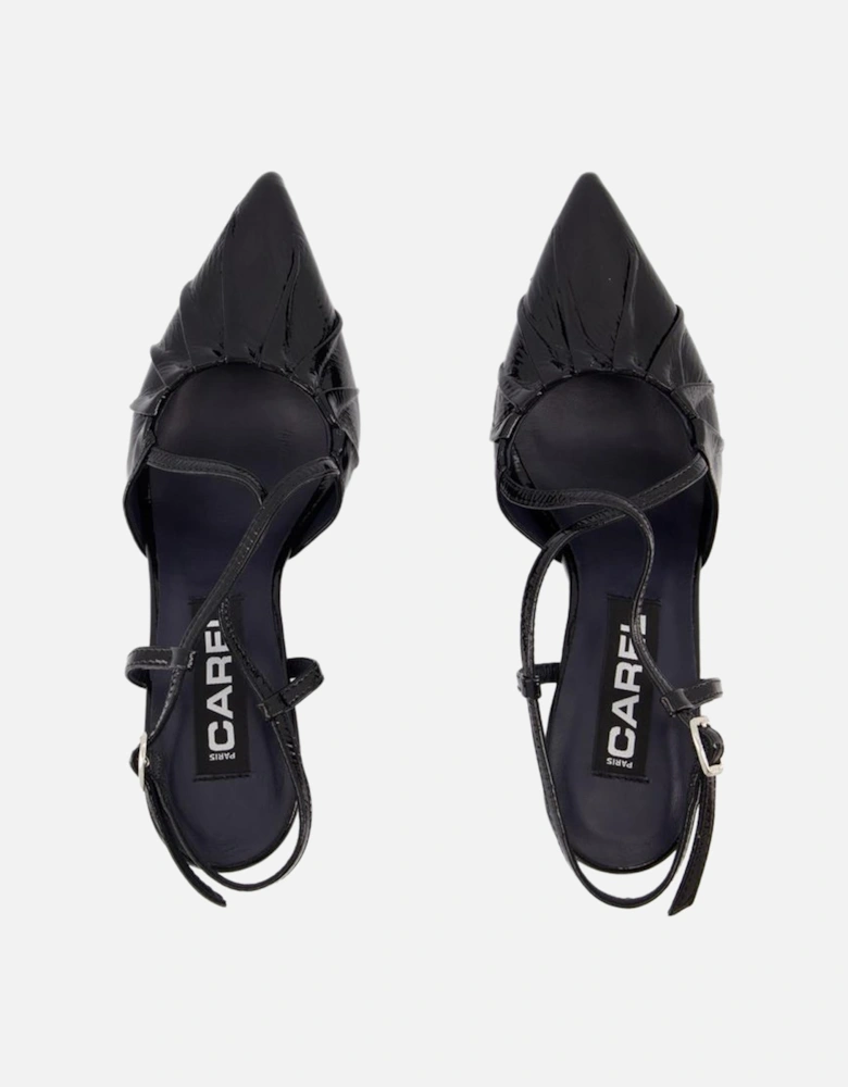 Leather Sandals with 50mm Heel in Black