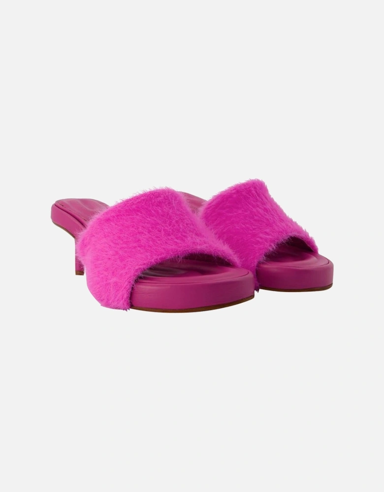 Le Babouche Fuzzy Kitten Heel Slides
