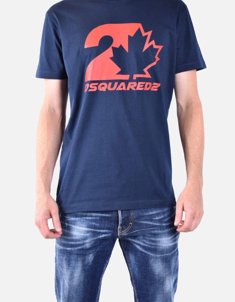 Printed Cotton Short Sleeve T-Shirt with Round Neck