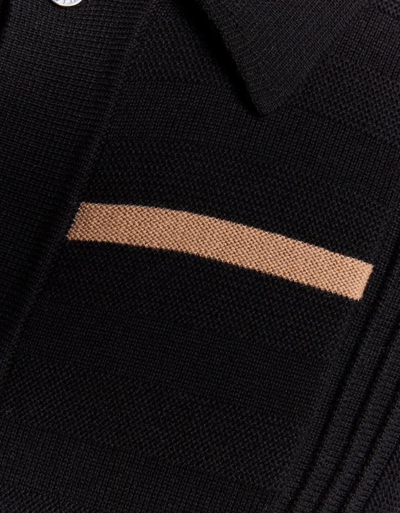 Striped Ottoman Collared Cardigan