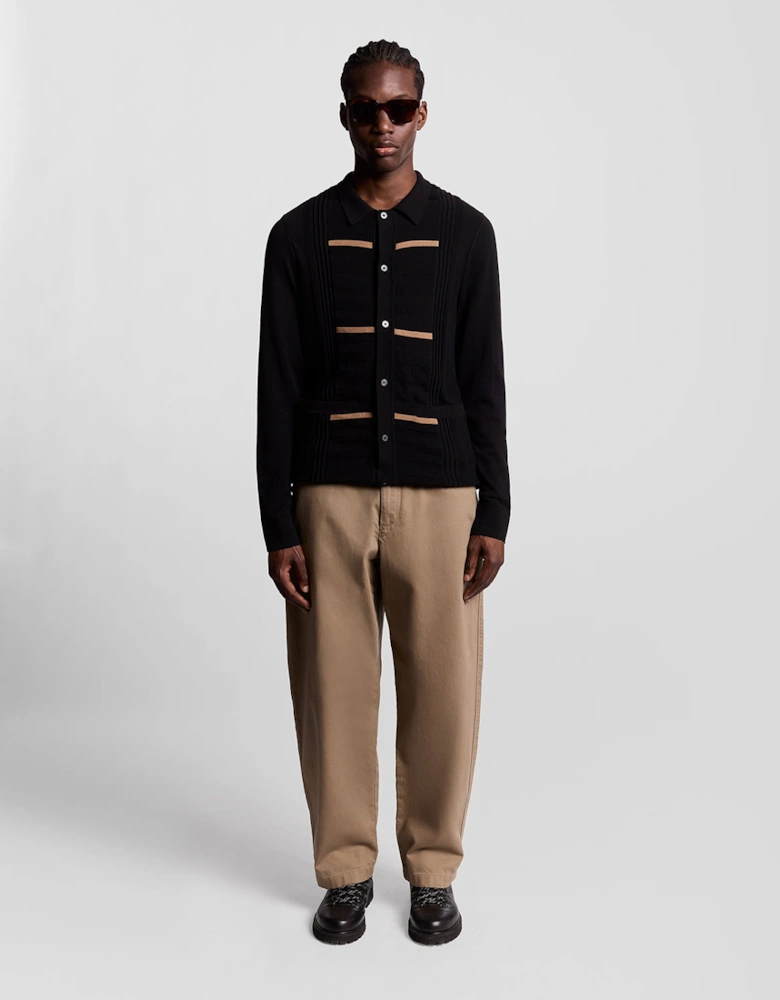 Striped Ottoman Collared Cardigan